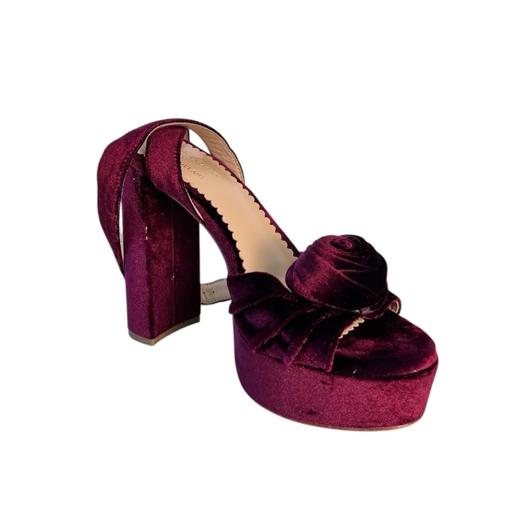 Antonio Melani x Nicola Bathie Emilia Velvet Burgundy Platform Sandals‎ 9M